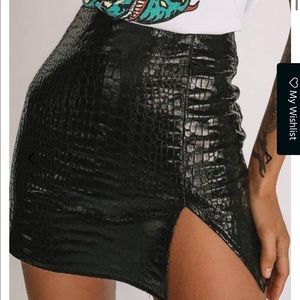 Motel Rocks Wren Mini Skirt in PU Croco Black